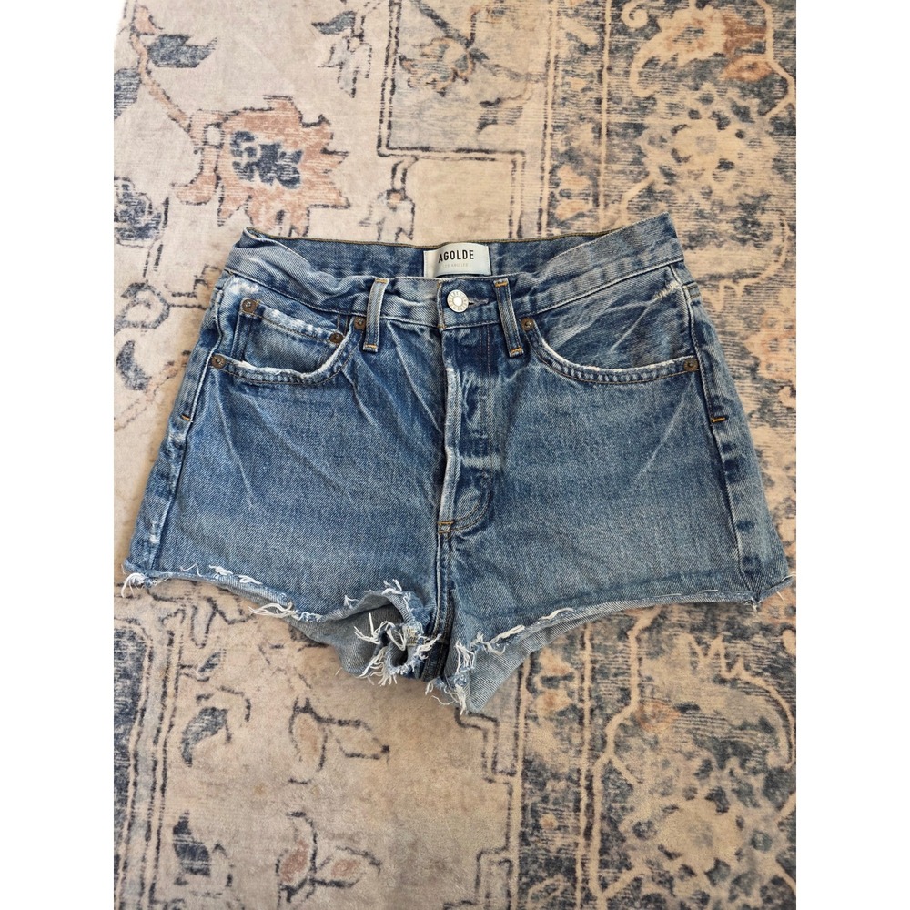 AGOLDE Women's‎ Size 23 Parker 5 button fly 100% Cotton Cut Off Denim Shorts